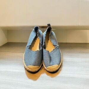 BABY GAP Toddler Girls Denim Espasrille Slip On Shoes SZ 9 Blue Silver natural
